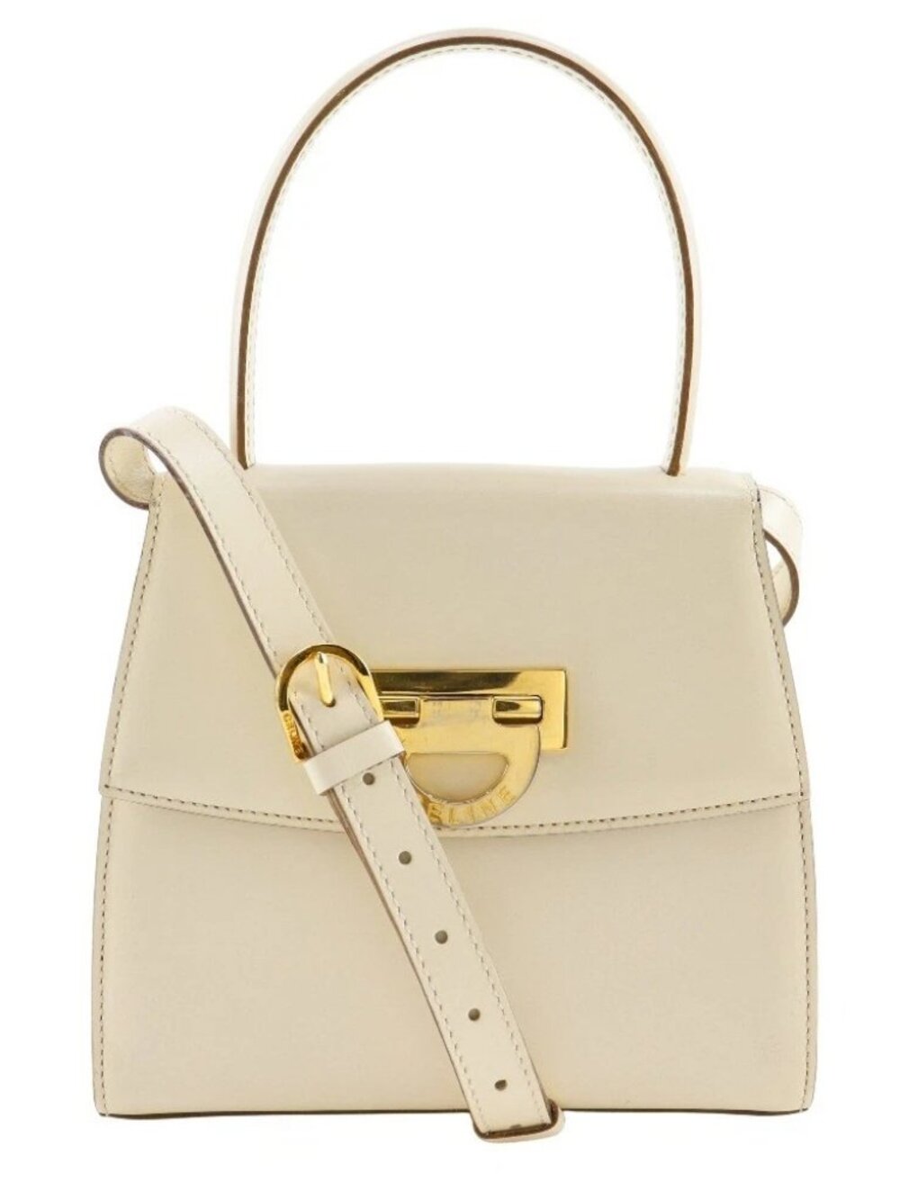 CELINE 2WAYShoulder Handbag vintage White Calfskin Women